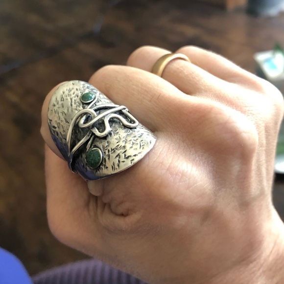 🙌🏾 Handmade Turquoise Boho Silver Hammered… - Picture 5 of 8
